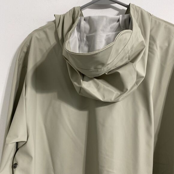 Rains Jacket Unisex Women's Men's L Cement Snap Front Short Hooded Coat NEW - Picture 14 of 16